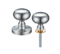 KOOPLES HARDWARE Zoo Mushroom Rim Door Knob Pair - 61.5mm Rose & 52mm Knob Diameter - Traditional Unsprung Interior Rim Lock Handles - Fixings Included (Satin Chrome)