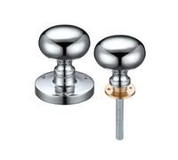 KOOPLES HARDWARE Zoo Mushroom Rim Door Knob Pair - 61.5mm Rose & 52mm Knob Diameter - Traditional Unsprung Interior Rim Lock Handles - Fixings Included (Polished Chrome)