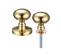 KOOPLES HARDWARE Zoo Mushroom Rim Door Knob Pair - 61.5mm Rose & 52mm Knob Diameter - Traditional Unsprung Interior Rim Lock Handles - Fixings Included (Polished Brass)