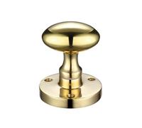KOOPLES HARDWARE Zoo Oval Mortice Door Knob Pair - 60.5mm Rose Diameter - Classic Unsprung Interior Door Handles - Fixings Included (Polished Brass)
