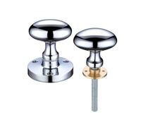KOOPLES HARDWARE Zoo Oval Rim Door Knob Pair - 60.5mm Rose Diameter - Traditional Unsprung Interior Rim Lock Handles - Fixings Included (Polished Chrome)