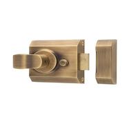 Kooples Harwdare Contract Rim Cylinder Nightlatch - Standard Surface-Mounted Door Lock with Key Access (Antique Brass, 60mm)