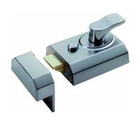 Kooples Harwdare Contract Rim Cylinder Nightlatch - Standard Surface-Mounted Door Lock with Key Access (Satin Chrome, 60mm)