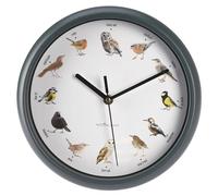 Koopman International Bird Song Wall Clock with 12 Bird Design and Sounds Every Hour Wall Clock Birdsong Silent At Night Battery Operated Decorative Home Indoor Decor 25cm