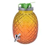 KOOPMAN INTERNATIONAL BV. Beverage Drinks Dispenser Pineapple with Tap 4.7L Glass Jar Beverage Cocktail Punch Water Dispenser for Parties BBQ Summer Outdoor Home (Yellow & Orange) (CD1001850)