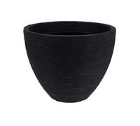 Koopman International Large Ribbed Charcoal Round Plant Pot Indoor Or Outdoor Planter