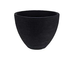 Koopman International Large Ribbed Charcoal Round Plant Pot Indoor Or Outdoor Planter