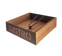 Koopman Wooden Napkin Holder Serviette Holder for Tables Home Kitchen Counter Tops Restaurants Bars Café Flat Paper Napkin Holder Tissue Stand Dispenser Décor Bistro Black, 129281