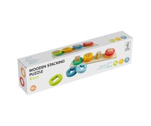 Koopman Wooden Stacking Puzzle Educational Toy with Shapes, 9 Pieces, Colourful.