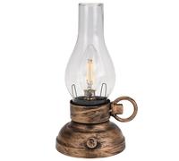 Koopmann International LED Camping Lantern Garden Lantern Retro Design Dimmable Battery Operated 2X AAA Bronze Metal Untreated