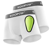 KOOPOW 2-Pack Boys Compression Briefs with Soft Protective Athletic Cup, Youth Peewee Underwear for Baseball, Football, White(2-pack), XL