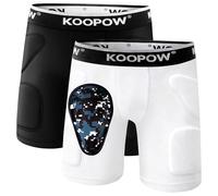 KOOPOW Youth Boys Padded Slide Shorts with Soft Protective Sports Cup for Baseball, Soccer, Lacrosse, Black/White (2-Pack), X-Small