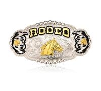KOORASY Western Rodeo Belt Buckle for Men Big Cowboy Rodeo Horse Belt Buckles Large Belt Buckle Halloween Christmas, Silver, Large