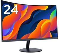 KOORUI 24-Inch Curved Computer Monitor, Full HD 1080P 75Hz Gaming Monitor 1500R LED HDMI VGA, Tilt Adjustment, Eye Care, Black 24N5CA