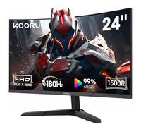 KOORUI 24 Inch Curved Monitor -180Hz 1ms Gaming Monitors FHD VA 1500R PC Monitors with Adaptive Sync, HDMI X2 /DP, VESA Compatible, Tilt Adjustable, Eye Care