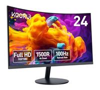 KOORUI 24 Inch Curved Monitor, Full HD 1080P Curved Computer Monitor, 1500R Screen, HDMI VGA, Tilt Adjustment, LCD Display, Eye Care, Black 24N5CA