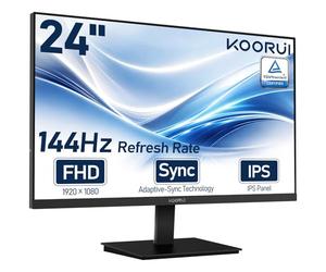KOORUI 24 Inch FHD Monitor, Ultra-slim Bezels, 75Hz, VA Display, 5ms, Low Blue Light, 75 x 75 mm VESA Mountable, Adjustable Tilt, Black (1920 x 1080, HDMI/VGA)