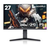 KOORUI - 27" Gaming Monitor, QHD 2560x1440, 240Hz 1ms, Adaptive Sync, HDR400, 90% DCI-P3, DisplayPort and HDMI, Adjustable Tilt, VESA Mount, Black