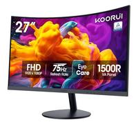 KOORUI 27 Inch Curved Monitor FHD 1080P 75Hz Gaming Monitors Computer Monitor With Hdmi Vga, Adjustable Tilt, 1500R, Eye Care, Black, 27N5Ca