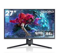 KOORUI 27 Inch Gaming Monitor 144 Hz, 2K QHD(2560x1440), MPRT 1ms, AdaptiveSync, DCI-P3 90%, SRGB100%, VESA Mountable 75x75mm, Eye Care, HDMI, DisplayPort, Black