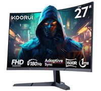 KOORUI 27 Inch Monitor Curved Gaming Monitor, FHD Resolution, 180Hz Refresh Rate, HDR10, 1500R Curvature, VA Panel, Fixed Base