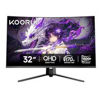 KOORUI 32 inch Curved Gaming Monitor,1440p(2560x1440),170Hz.1ms, 2K, QHD,VA 1500R, HDR10,Adaptive Sync, VESA & Eye Care Ultra-Thin Support DP/HDMI