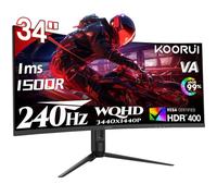 KOORUI 34 inch 240hz Ultrawide Curved Gaming monitor,UWQHD (3440x1440P) 1ms MPRT, 1500R,Adaptive-Sync,VESA,DP,HDMI,PS5 G3441XC