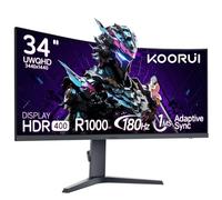 KOORUI 34 Inch Curved Gaming Monitor, WQHD 165Hz, 1MS, HDR400, VA, 1000R Curvature, Height Adjustable,Adaptive Sync, HDMI/DP