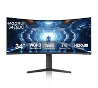 KOORUI 34 Inch Ultrawide Curved Gaming Monitor 165HZ, 1ms, 1000R, WQHD 3440 * 1440, 21:9, DCI-P3 90% Color Gamut, FreeSync G-Sync Compatible, Tilt/Height Adjustable Stand, HDMI, Display Port, Black