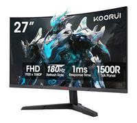 KOORUI Curved 27E6CA 27 Inch Gaming Monitor, Full HD 1080p R1500 180Hz VA Computer Monitor, 99% sRGB, Built-in Adaptive Sync, 1x Display Port 1.2 & 2x HDMI 2.0, Eye Care, VESA Compatible, Black