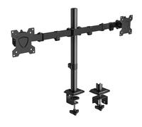 KOORUI Dual Monitor Stand, Height Adjustable Fits 13-27", VESA 75x100mm | Ergonomic, ±72° Tilt, 90° Swivel, 360° Rotate, Clamp/Grommet Mount, Holds 10kg/22lbs Each, Cable Management, Sturdy Steel