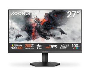 KOORUI G2711P 27 Inch Gaming Monitor,200Hz, Fast IPS, Full-HD 1080P, 1ms, Adaptive Sync, VESA Mountable, HDMI/DP, Low Blue Light, 99% SRGB