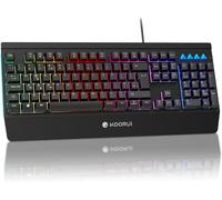 KOORUI Gaming Keyboard, 104 Keys Wired LED Backlit, Mechanical Feel, Anti-ghosting, Waterproof, USB Membrane for Desktop