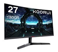 KOORUI QHD Curved 27 Inch Monitor, Fast VA Computer Gaming Monitor( 2560*1440P, R1800, 144Hz, 1ms, DCI-P3 85%, DP+HDMI, Game Mode, Eye Protection, Rocker Button), Narrow Bezel on Three Sides