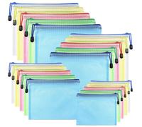 KOOSREEL A3/A4/A5/A6 Zipper Document Wallet, 5 Colors PVC Clear Document Bag Zipper Mesh Document Bag for Travel Office Travel Accessories (20 Pack)
