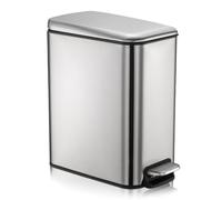 KOOSREEL Bathroom Bin, 5L Stainless Steel Kitchen Bedroom Waste Bin with Bucket, Pedal and Removable Lid,Soft-seal Waste Bin for Home and Office, Silver