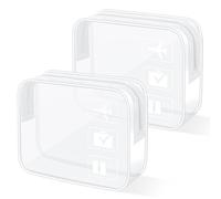KOOSREEL Clear Travel Toiletries Bag, 2 Pack TSA Approved Toiletry Bag with Zippers Travel Essentials PVC Waterproof Cosmetic Clear Makeup Bag for Women and Men