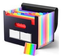 KOOSREEL Document Folder A4, 13 Compartments Expanding Folder Sorting Folder Colourful File Organiser Accordion Design with Lid for Storing Papers Management Papers