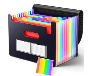 KOOSREEL Document Folder A4, 13 Compartments Expanding Folder Sorting Folder Colourful File Organiser Accordion Design with Lid for Storing Papers Management Papers