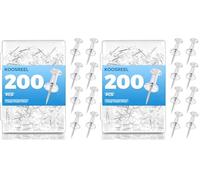 KOOSREEL Push Pins-200 Drawing Storage Box, Pinboard, Thumb Tacks for Cork, Notice, Bulletin Boards-Map Pins, Clear, 200 Pcs (Pack of 2)