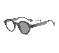 KOOSUFA 2-in-1 Round Photochromic Glasses Blue Light Blocking Men Women with UV Protection Darken In Sunlight for Driving Fishing Outdoor Transparent Grey