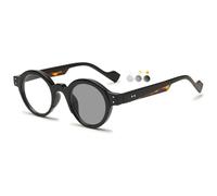 KOOSUFA 3-in-1 Round Photochromic Reading Glasses Blue Light Blocking & UV Protection Darken In Sunlight Sun Readers for Men Women Indoor/Outdoor Use Black-tortoiseshell +1.0