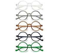 KOOSUFA 5 Pack Round Blue Light Blocking Reading Glasses for Women Men Retro TR90 Lightweight Computer Readers Eyewear Nerd Eyeglasses 5 Colors Set 1.5