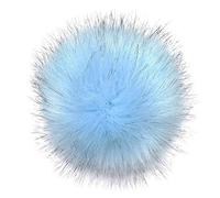 KOOSUFA Faux Fur Bobble Pompom Fur Bobble for Hats Beanies Car Key Ring Bag Decoration (Light Blue, 10 cm)