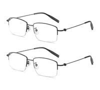 KOOSUFA Half Frame Glasses Blue Light Blocking Men Women Flexible Lightweight Metal Semi Rimless Eyeglasses Eyewear for Computer Working Business 2x Black
