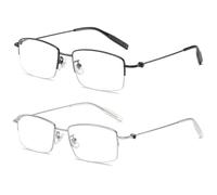 KOOSUFA Half Frame Glasses Blue Light Blocking Men Women Flexible Lightweight Metal Semi Rimless Eyeglasses Eyewear for Computer Working Business 2 Colors Set