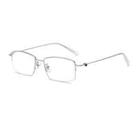 KOOSUFA Half Frame Glasses Blue Light Blocking Men Women Flexible Lightweight Metal Semi Rimless Eyeglasses Eyewear for Computer Working Business Silver