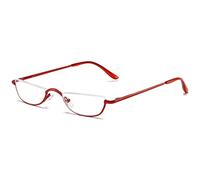 KOOSUFA Half Moon Reading Glasses Metal Spring Hinge Women Men | Half Lens, Half Frame Readers, Silicone Nose Pads, Lightweight Eyeglasses, 1.0 1.25 1.5 1.75 2.0 2.25 2.5 2.75 3.0 3.5 4.0