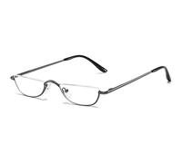 KOOSUFA Half Moon Reading Glasses Metal Spring Hinge Women Men | Half Lens, Half Frame Readers, Silicone Nose Pads, Lightweight Eyeglasses, 1.0 1.25 1.5 1.75 2.0 2.25 2.5 2.75 3.0 3.5 4.0