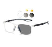 KOOSUFA Photochromic Blue Light Blocking Glasses Men Women for Sport Driving Outdoor Lightweight TR90 Rectangle Eyewear Eyeglasses UV Protection 2 in 1 Lenses Darken In Sunlight Transparent grey